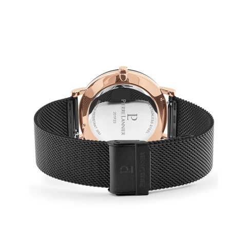 Мъжки ръчен часовник с кварцов механизъм - корпус от Стомана - Меш - цвят Черен Черен