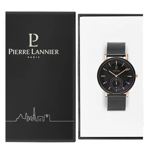 Мъжки ръчен часовник с кварцов механизъм - корпус от Стомана - Меш - цвят Черен Черен