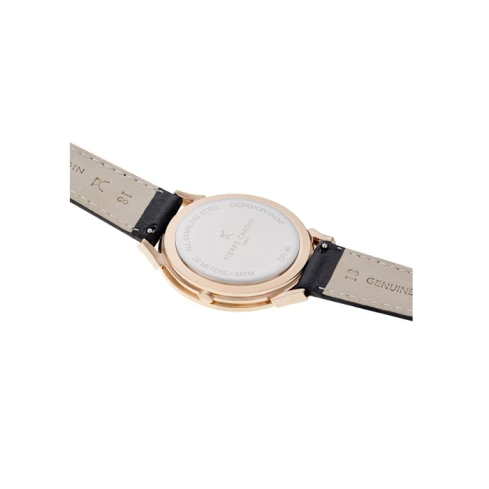 Мъжки ръчен часовник с кварцов механизъм - корпус от Стомана - Естествена кожа - цвят Бял Черен