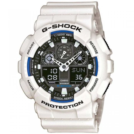 Casio GA-100B-7AER G-Shock - Мъжки ръчен часовник с кварцов механизъм - корпус от Полимер - Полимер - цвят Черен Син