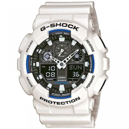 Casio GA-100B-7AER G-Shock - Мъжки ръчен часовник с кварцов механизъм - корпус от Полимер - Полимер - цвят Черен Син
