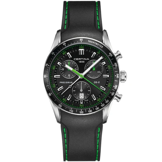 Мъжки ръчен часовник с кварцов механизъм - корпус от Стомана - Каучук - цвят Черен Зелен