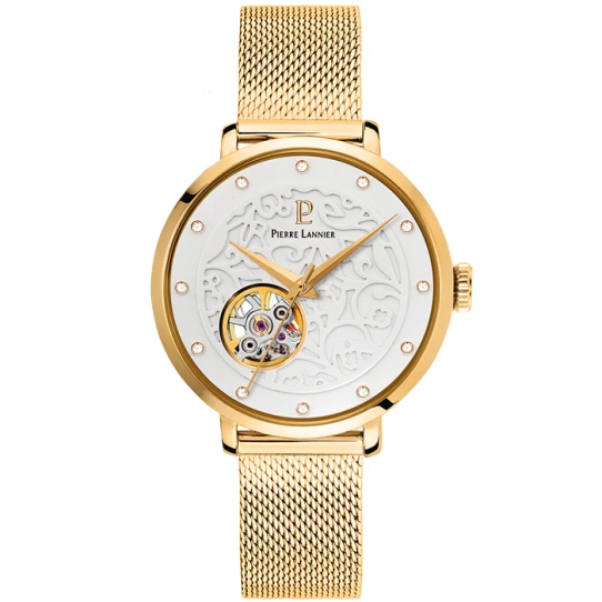 Pierre Lannier 364J502 Eolia Crystal - Дамски ръчен часовник с автоматичен механизъм - корпус от Стомана - Меш - цвят Сребрист