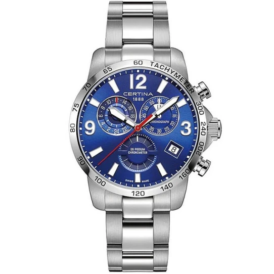 Мъжки ръчен часовник с кварцов механизъм - корпус от Стомана - Стоманена верижка - цвят Син Сив