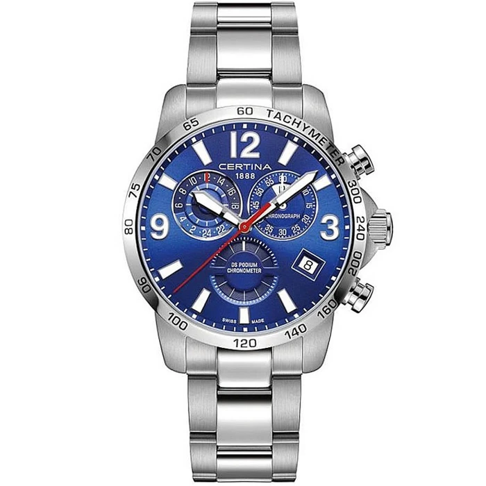 Мъжки ръчен часовник с кварцов механизъм - корпус от Стомана - Стоманена верижка - цвят Син Сив