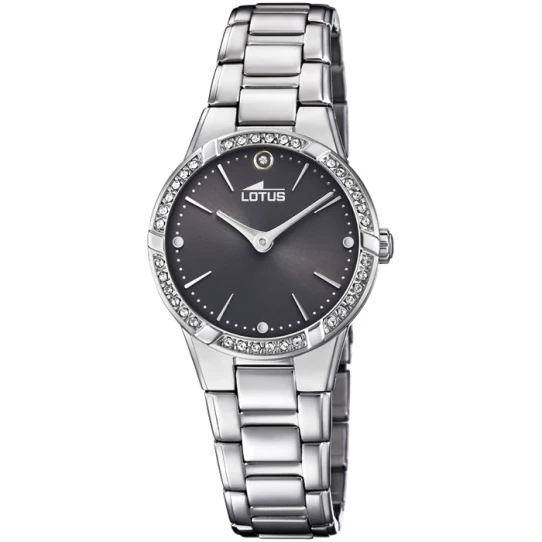 Дамски ръчен часовник с кварцов механизъм - корпус от Стомана - Стоманена верижка - цвят Черен Сив