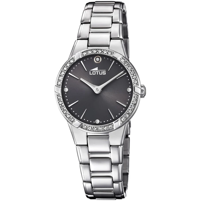 Дамски ръчен часовник с кварцов механизъм - корпус от Стомана - Стоманена верижка - цвят Черен Сив