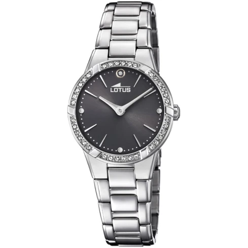 Дамски ръчен часовник с кварцов механизъм - корпус от Стомана - Стоманена верижка - цвят Черен Сив