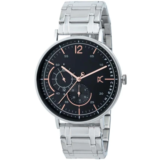 Мъжки ръчен часовник с кварцов механизъм - корпус от Стомана - Стоманена верижка - цвят Черен Сив