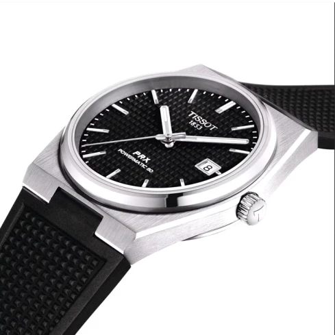 Мъжки ръчен часовник с автоматичен механизъм - корпус от Стомана - Силиконова каишка - цвят Черен Сив