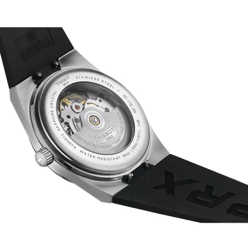 Мъжки ръчен часовник с автоматичен механизъм - корпус от Стомана - Силиконова каишка - цвят Черен Сив