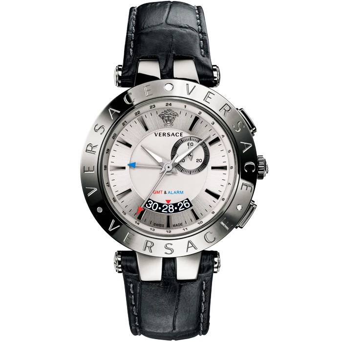 Мъжки ръчен часовник с кварцов механизъм - корпус от Стомана - Естествена кожа - цвят Бял Син