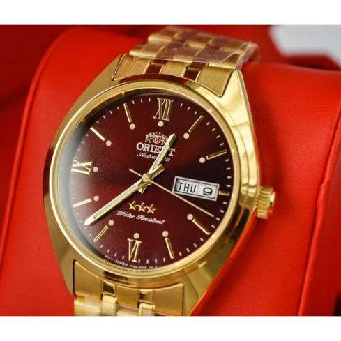 Мъжки ръчен часовник с автоматичен механизъм - корпус от Стомана - Стоманена верижка - цвят Кафяв Злато