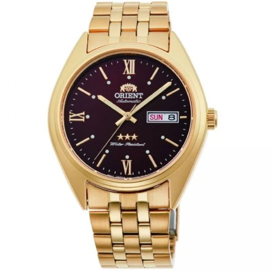 Orient RA-AB0E12R Classic Automatic 3 Star - Мъжки ръчен часовник с автоматичен механизъм - корпус от Стомана - Стоманена верижка - цвят Кафяв Злато