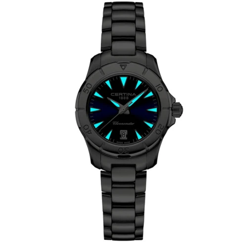 Certina C032.951.11.041.00 DS Action - Дамски ръчен часовник с кварцов механизъм - корпус от Стомана - Стоманена верижка - цвят Син Сив
