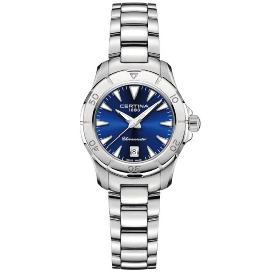 Certina C032.951.11.041.00 DS Action - Дамски ръчен часовник с кварцов механизъм - корпус от Стомана - Стоманена верижка - цвят Син Сив
