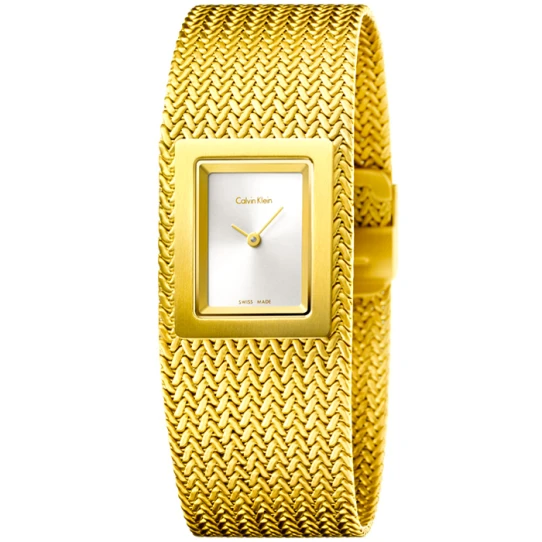 Дамски ръчен часовник с кварцов механизъм - корпус от Стомана - Меш - цвят Сребрист Злато