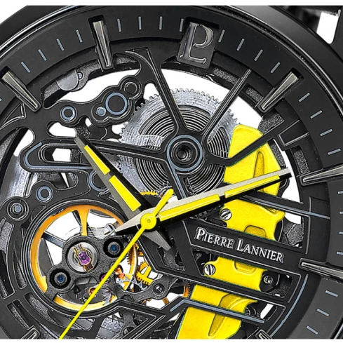 Мъжки ръчен часовник с автоматичен механизъм - корпус от Стомана - Меш - цвят Скелетон