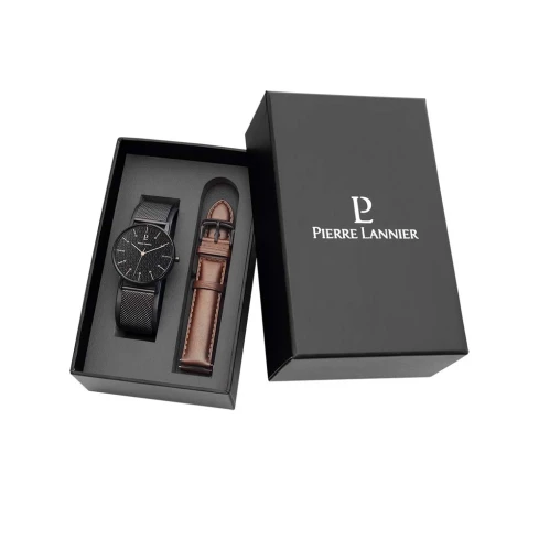 Мъжки ръчен часовник с кварцов механизъм - корпус от Стомана - Меш - цвят Черен Черен