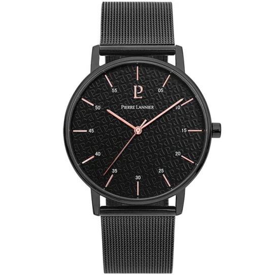 Мъжки ръчен часовник с кварцов механизъм - корпус от Стомана - Меш - цвят Черен Черен