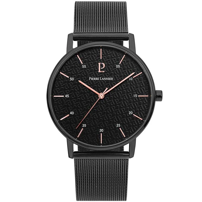 Мъжки ръчен часовник с кварцов механизъм - корпус от Стомана - Меш - цвят Черен Черен