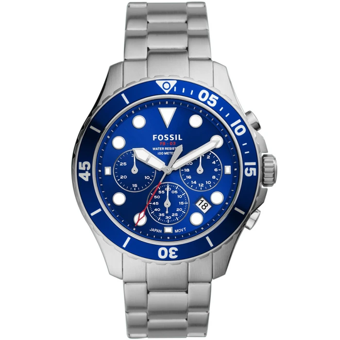 Мъжки ръчен часовник с кварцов механизъм - корпус от Стомана - Стоманена верижка - цвят Син Сив