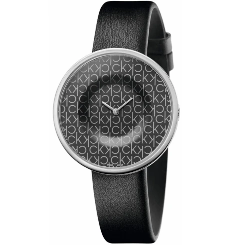 Дамски ръчен часовник с кварцов механизъм - корпус от Стомана - Естествена кожа - цвят Черен Черен