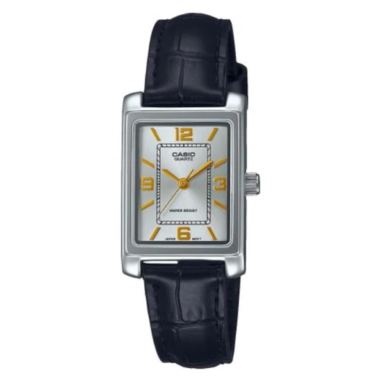 Дамски ръчен часовник с кварцов механизъм - корпус от Месинг - Естествена кожа - цвят Сив