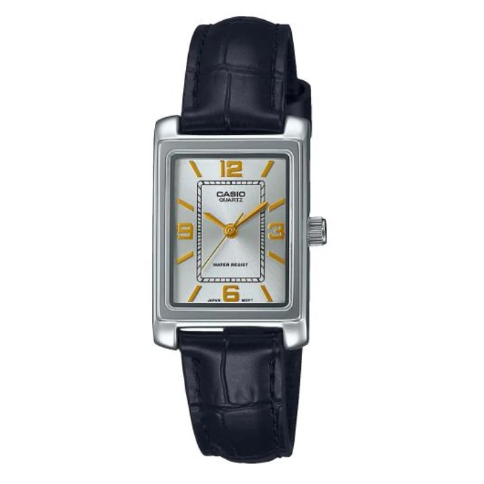 Дамски ръчен часовник с кварцов механизъм - корпус от Месинг - Естествена кожа - цвят Сив