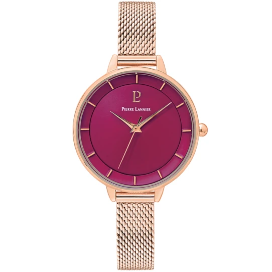 Дамски ръчен часовник с кварцов механизъм - корпус от Стомана - Меш - цвят Розов Розово Злато