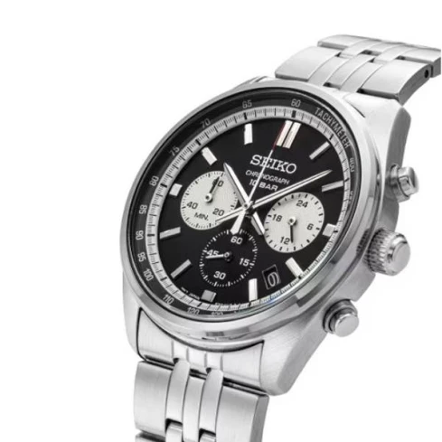 Мъжки ръчен часовник с кварцов механизъм - корпус от Стомана - Стоманена верижка - цвят Черен