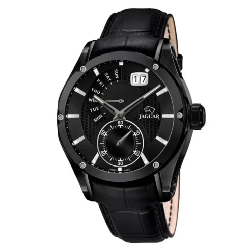 Мъжки ръчен часовник с кварцов механизъм - корпус от Стомана - Естествена кожа - цвят Черен Червен