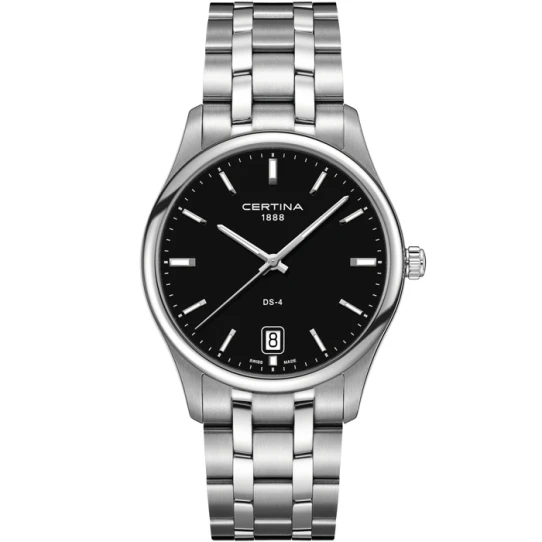 Certina C022.610.11.051.00 DS-4 - Мъжки ръчен часовник с кварцов механизъм - корпус от Стомана - Стоманена верижка - цвят Черен Сив