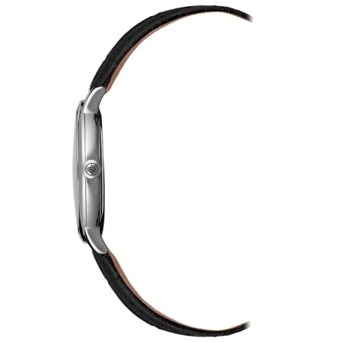 Мъжки ръчен часовник с кварцов механизъм - корпус от Стомана - Естествена кожа - цвят Черен Черен