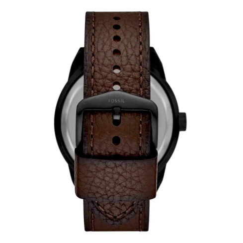 Мъжки ръчен часовник с автокварц механизъм - корпус от Стомана - Естествена кожа - цвят Кафяв Кафяв