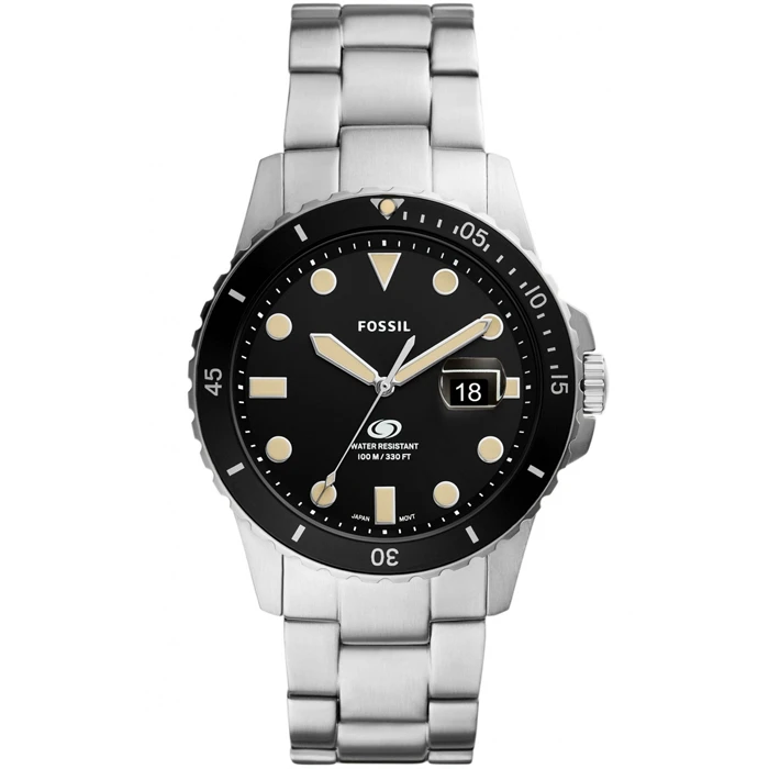 Мъжки ръчен часовник с кварцов механизъм - корпус от Стомана - Стоманена верижка - цвят Черен Сив