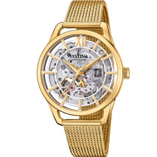 Дамски ръчен часовник с автоматичен механизъм - корпус от Стомана - Меш