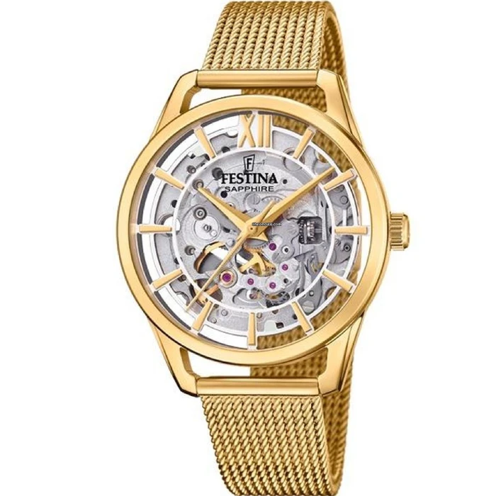 Дамски ръчен часовник с автоматичен механизъм - корпус от Стомана - Меш