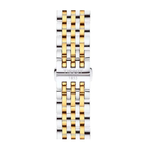 Tissot T063.617.22.037.00 Tradition - Мъжки ръчен часовник с кварцов механизъм - корпус от Стомана - Стоманена верижка - цвят Бял Злато