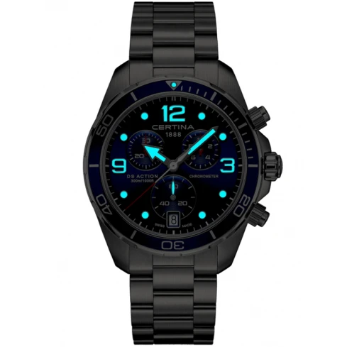 Мъжки ръчен часовник с кварцов механизъм - корпус от Стомана и алуминий - Стоманена верижка - цвят Син Сив