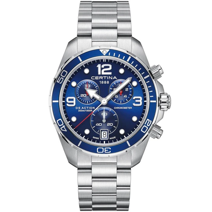 Мъжки ръчен часовник с кварцов механизъм - корпус от Стомана и алуминий - Стоманена верижка - цвят Син Сив