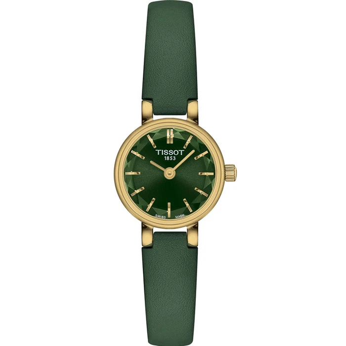 Дамски ръчен часовник с кварцов механизъм - корпус от Стомана - Естествена кожа - цвят Зелен Злато