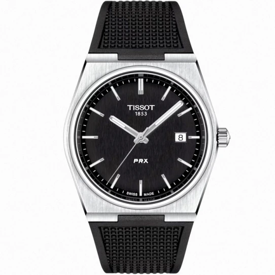 Мъжки ръчен часовник с кварцов механизъм - корпус от Стомана - Силиконова каишка - цвят Черен Сив