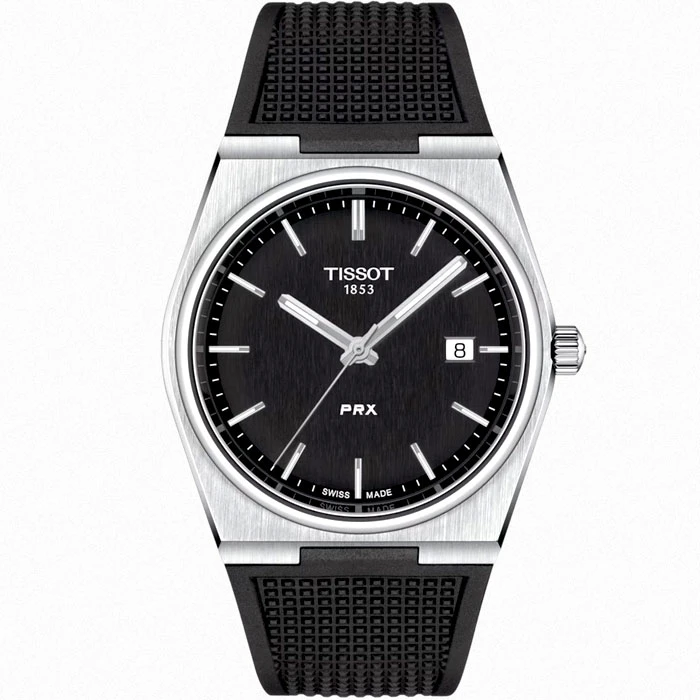 Мъжки ръчен часовник с кварцов механизъм - корпус от Стомана - Силиконова каишка - цвят Черен Сив