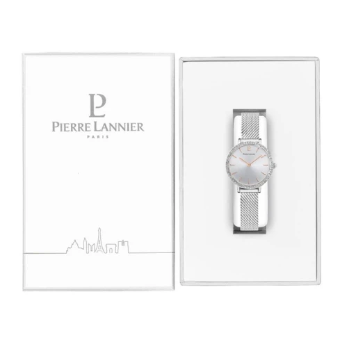 Pierre Lannier 022G628 Couture - Дамски ръчен часовник с кварцов механизъм - корпус от Стомана - Меш - цвят Сребрист Сив