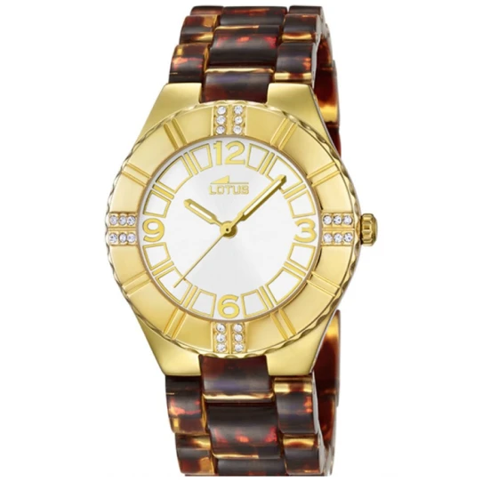 Дамски ръчен часовник с кварцов механизъм - корпус от Стомана - Силиконова каишка - цвят Бял Кафяв