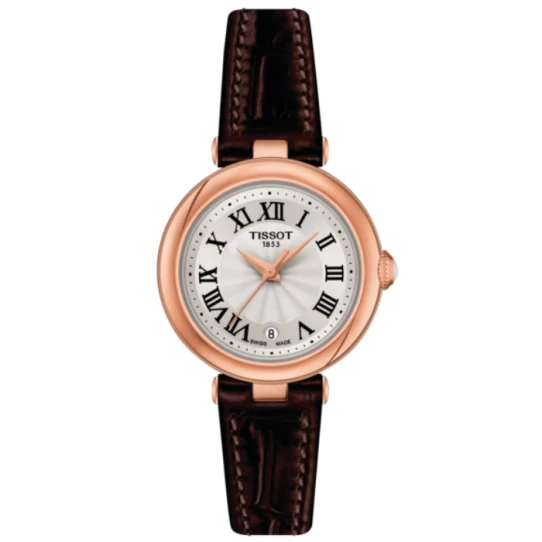 Tissot T126.010.36.013.00 Bellissima - Дамски ръчен часовник с кварцов механизъм - корпус от Стомана - Естествена кожа - цвят Сребрист Кафяв