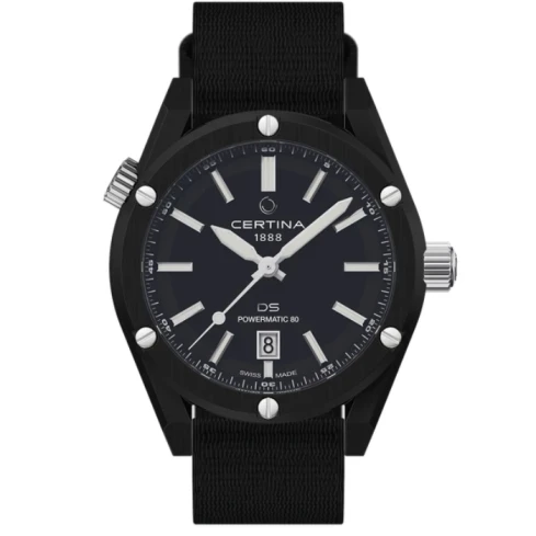 Мъжки ръчен часовник с автоматичен механизъм - корпус от Стомана и алуминий - Стоманена верижка - цвят Черен Черен