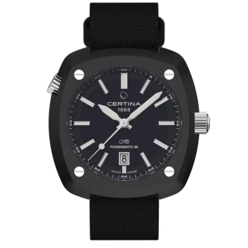 Мъжки ръчен часовник с автоматичен механизъм - корпус от Стомана и алуминий - Стоманена верижка - цвят Черен Черен