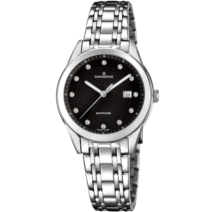 Дамски ръчен часовник с кварцов механизъм - корпус от Стомана - Стоманена верижка - цвят Черен Сив